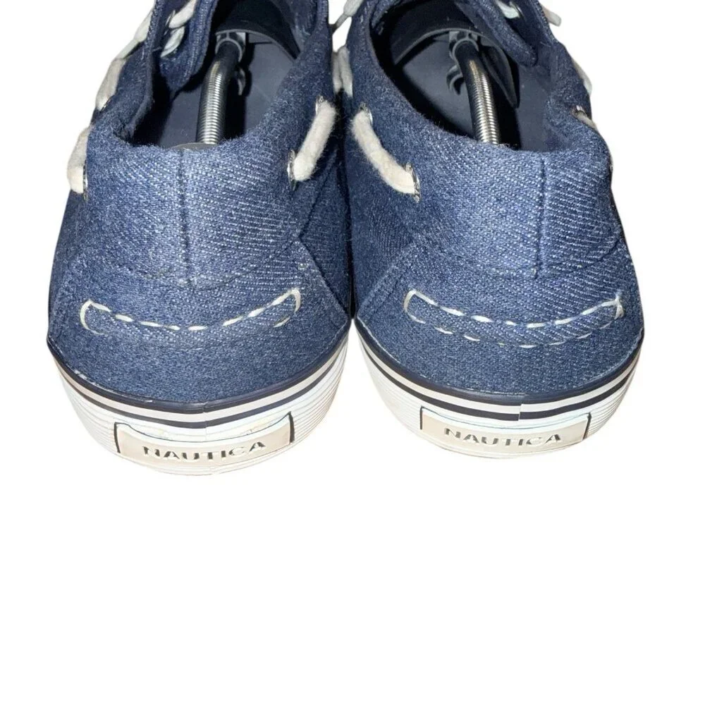 Nautica Galley Blue Canvas Boat Shoes Lace Up Casual Shoes Men’s Size 12